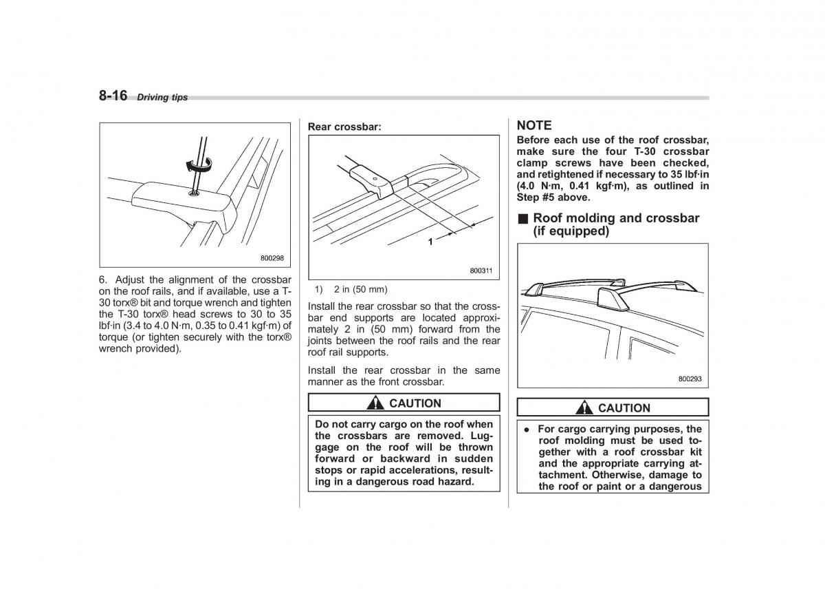 Subaru Tribeca owners manual / page 293