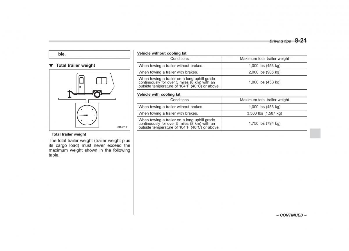 Subaru Tribeca owners manual / page 298