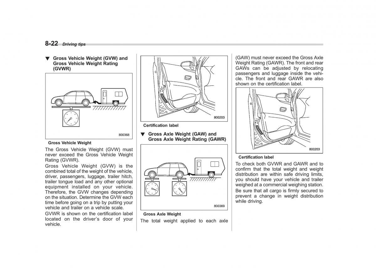 Subaru Tribeca owners manual / page 299