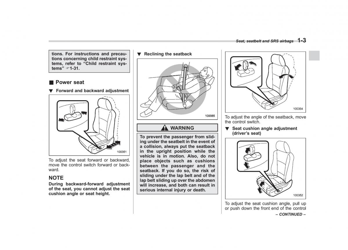 Subaru Tribeca owners manual / page 30