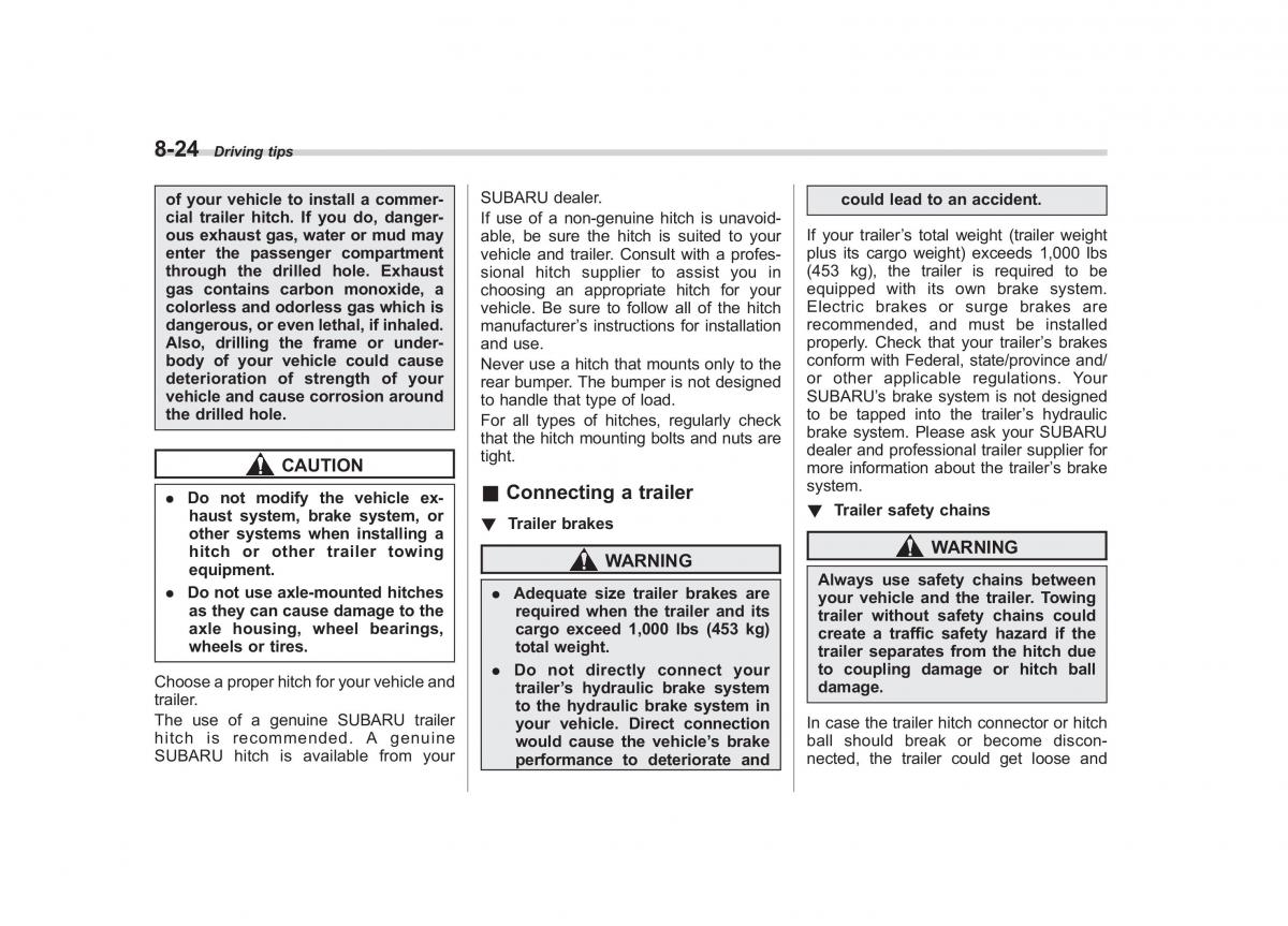 Subaru Tribeca owners manual / page 301