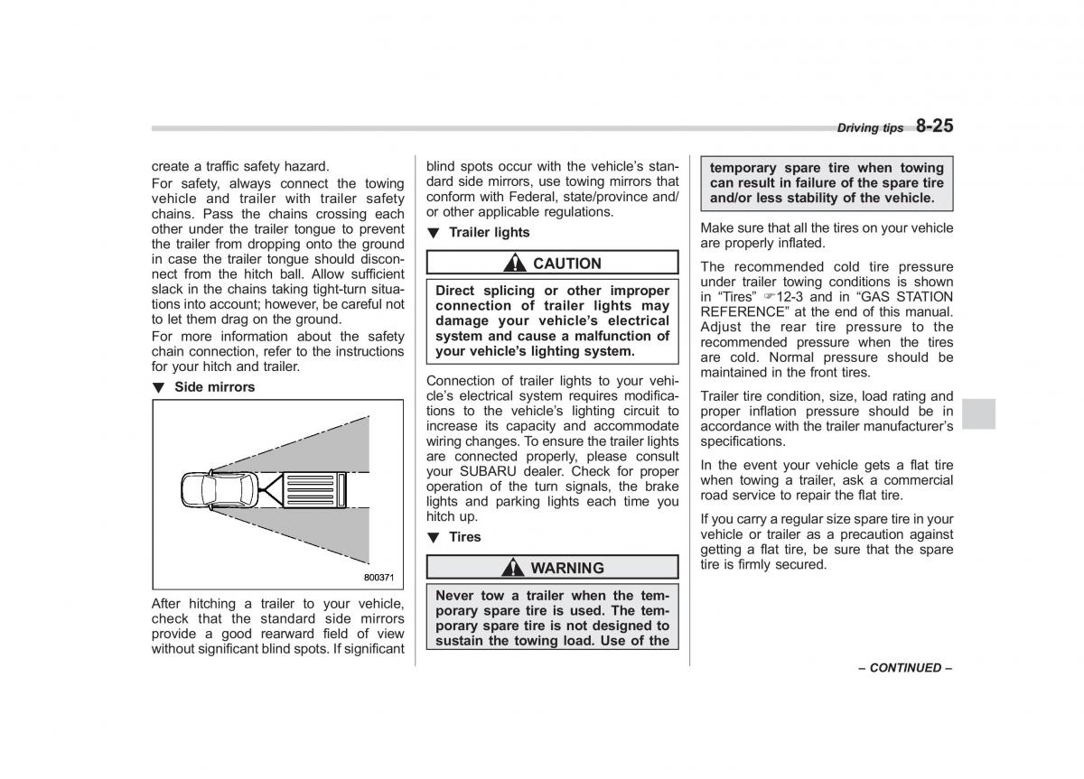 Subaru Tribeca owners manual / page 302