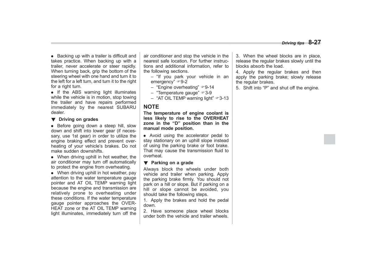 Subaru Tribeca owners manual / page 304