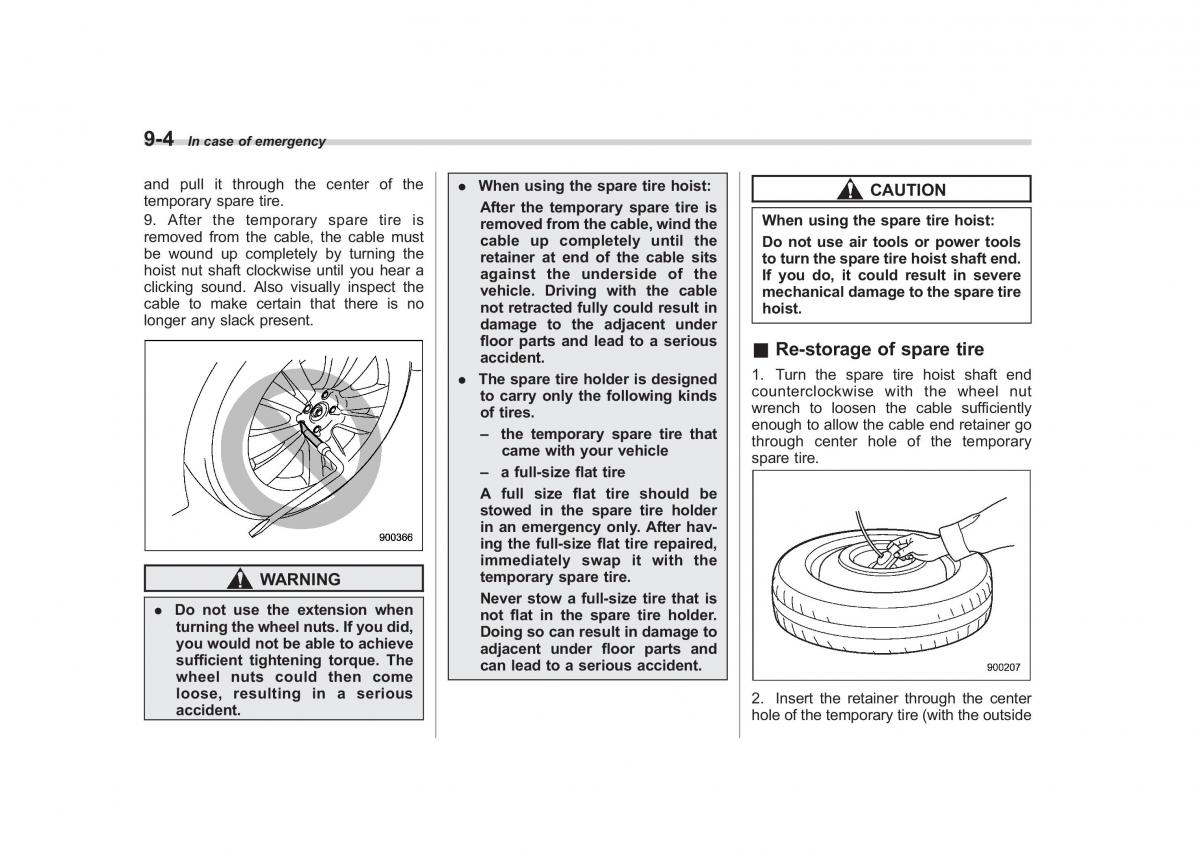 Subaru Tribeca owners manual / page 309