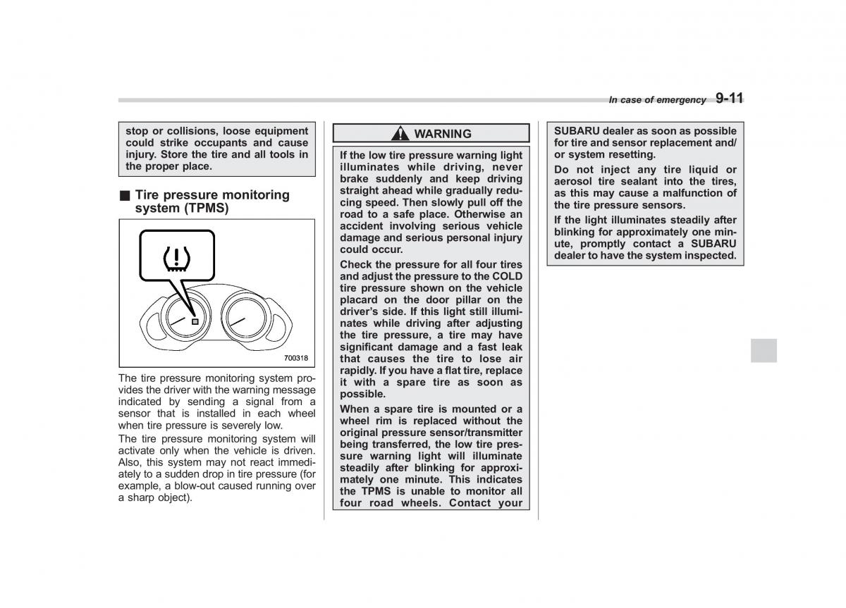 Subaru Tribeca owners manual / page 316