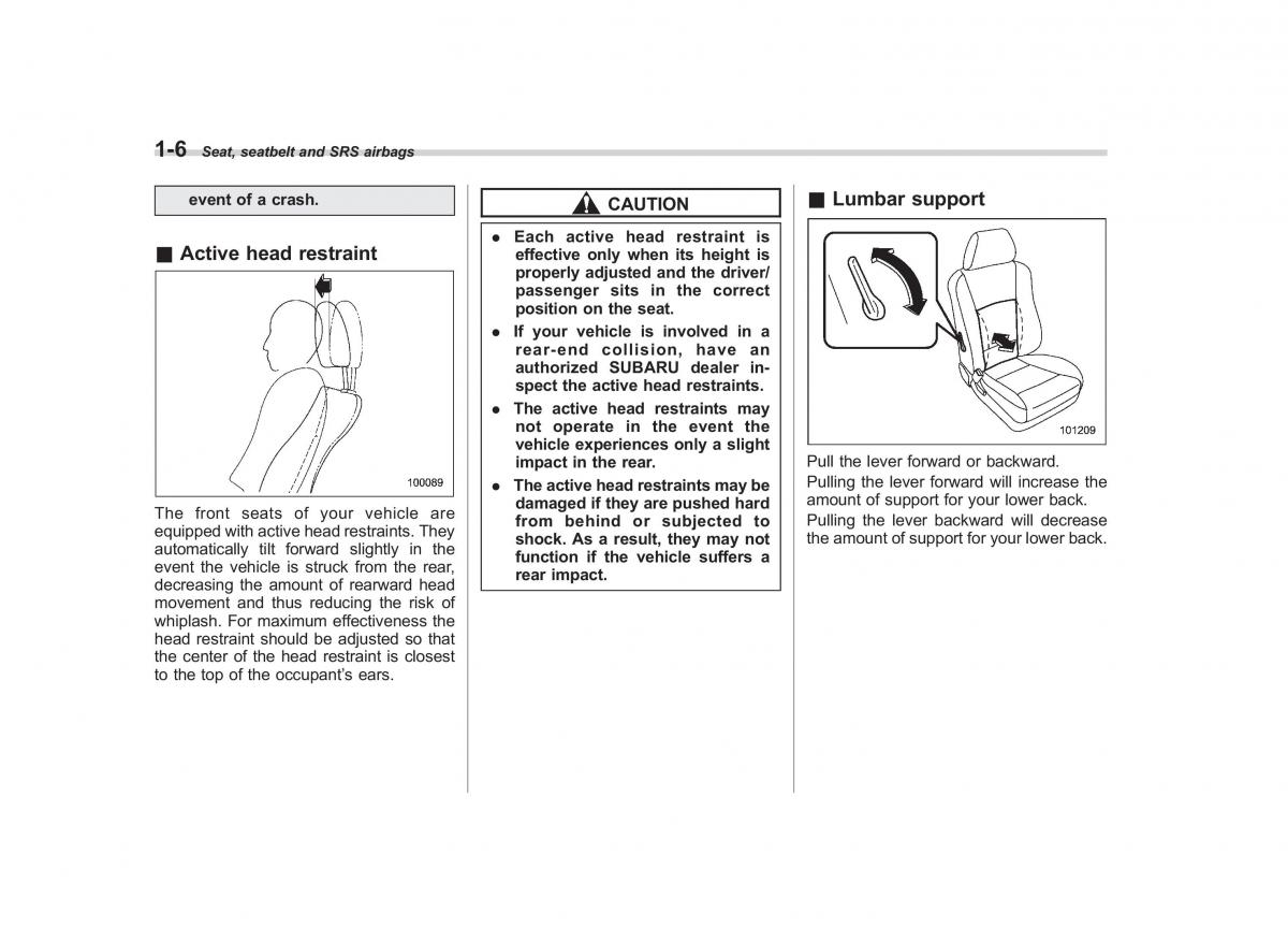 Subaru Tribeca owners manual / page 33