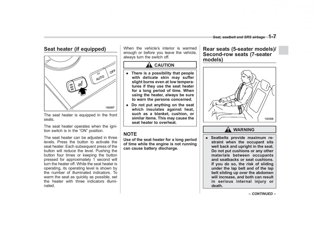 Subaru Tribeca owners manual / page 34