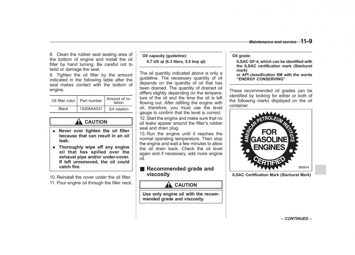 Subaru Tribeca owners manual / page 340