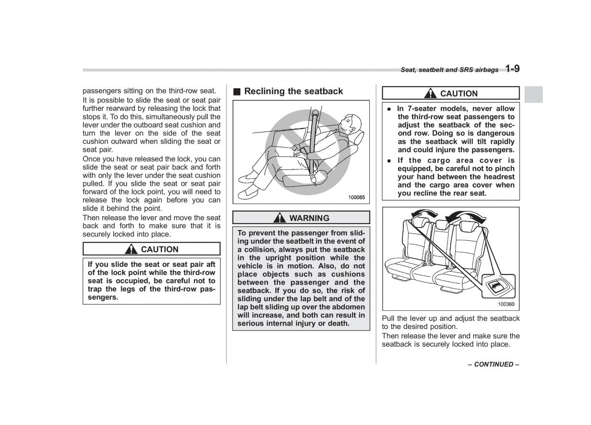 Subaru Tribeca owners manual / page 36