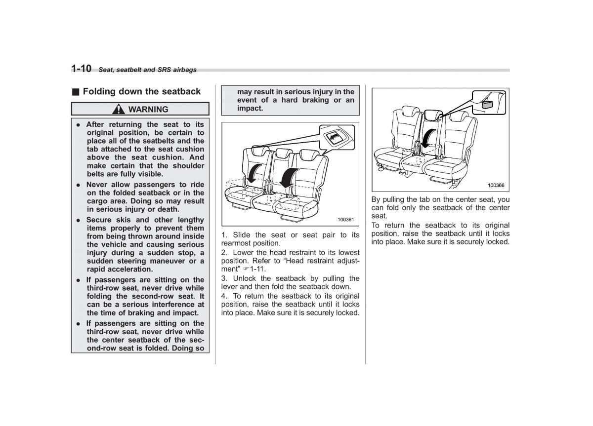 Subaru Tribeca owners manual / page 37