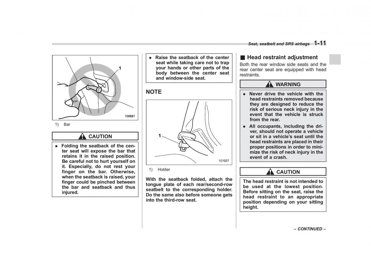 Subaru Tribeca owners manual / page 38