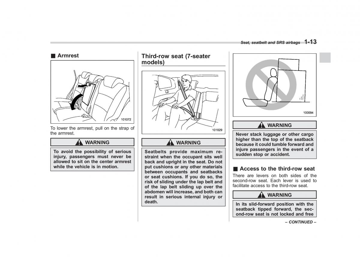 Subaru Tribeca owners manual / page 40