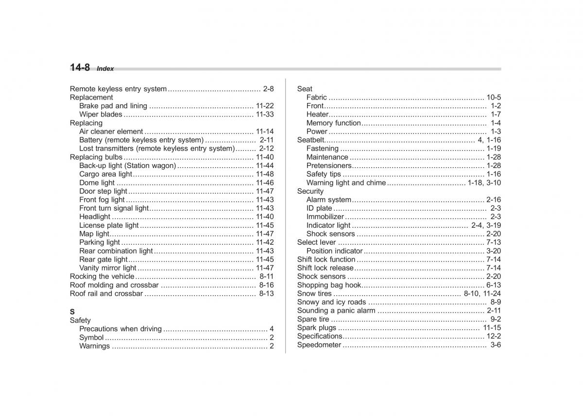 Subaru Tribeca owners manual / page 417