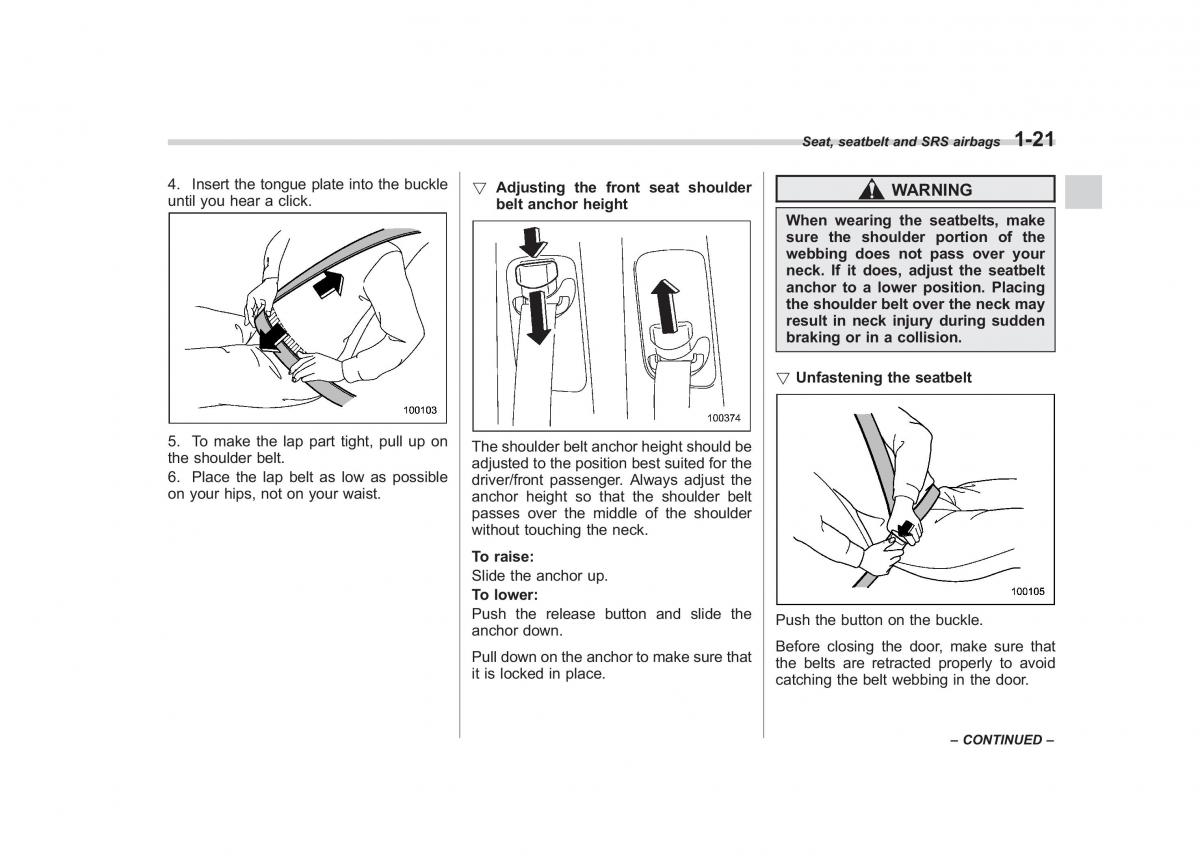 Subaru Tribeca owners manual / page 48