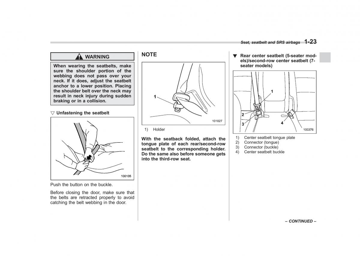 Subaru Tribeca owners manual / page 50