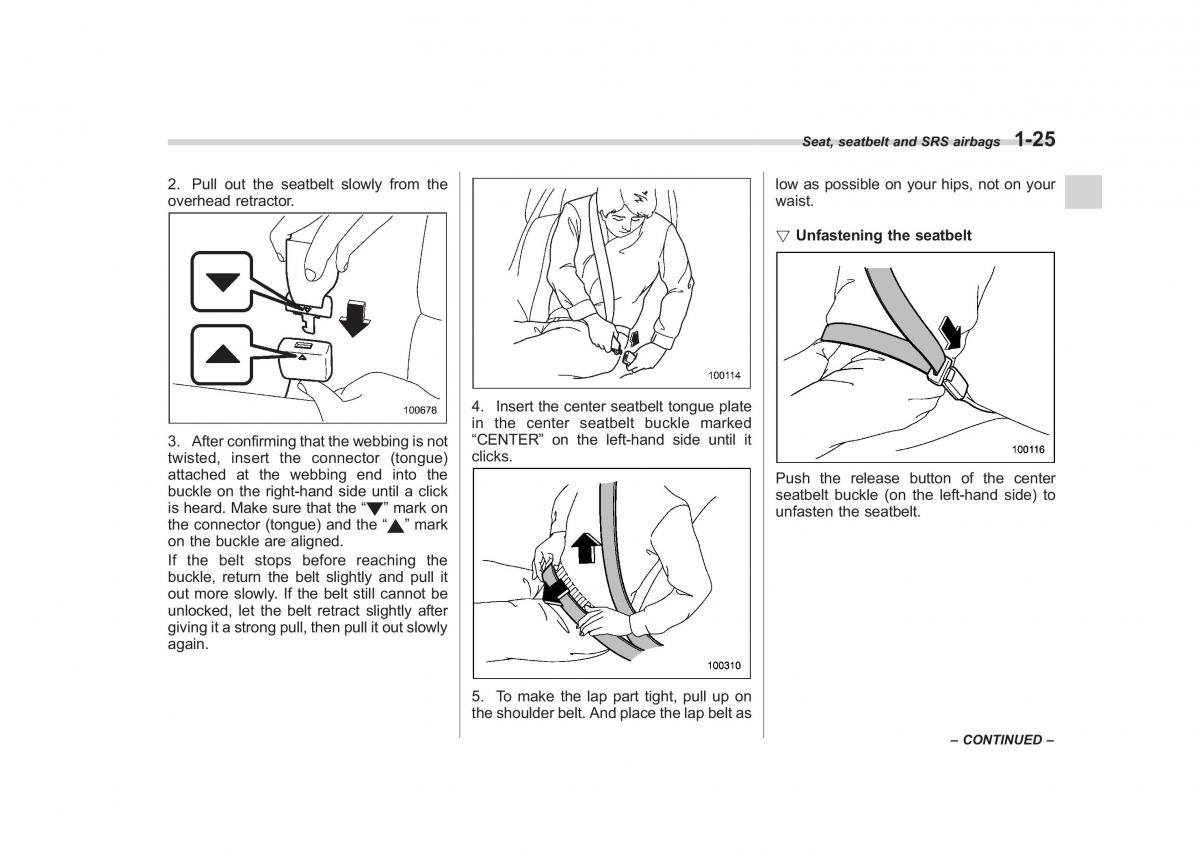 Subaru Tribeca owners manual / page 52