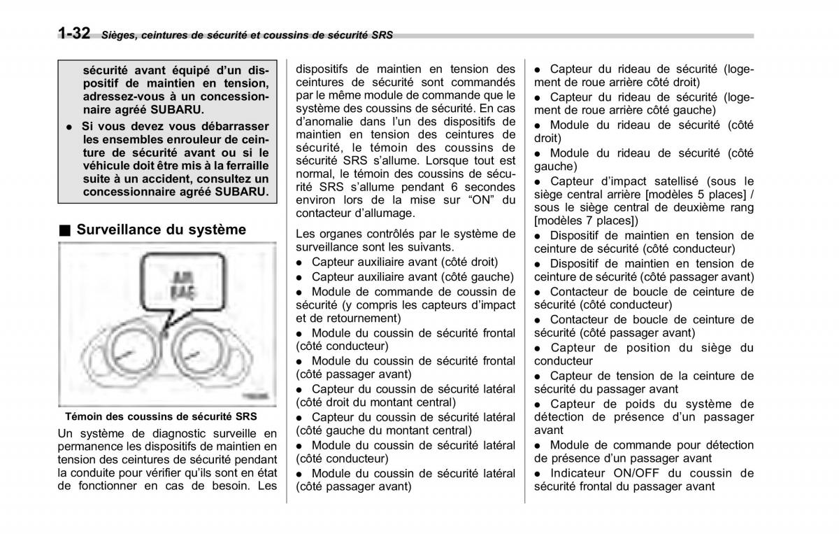 Subaru Tribeca manuel du proprietaire / page 62