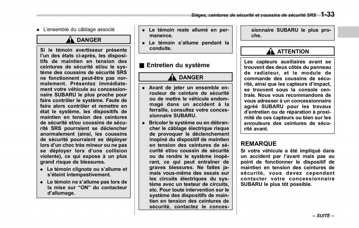 Subaru Tribeca manuel du proprietaire / page 63