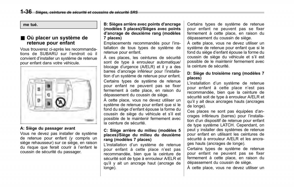 Subaru Tribeca manuel du proprietaire / page 66