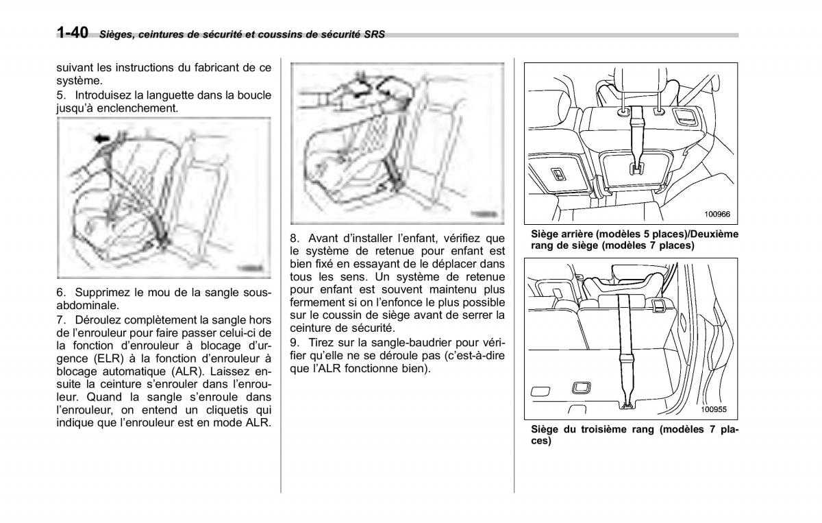 Subaru Tribeca manuel du proprietaire / page 70