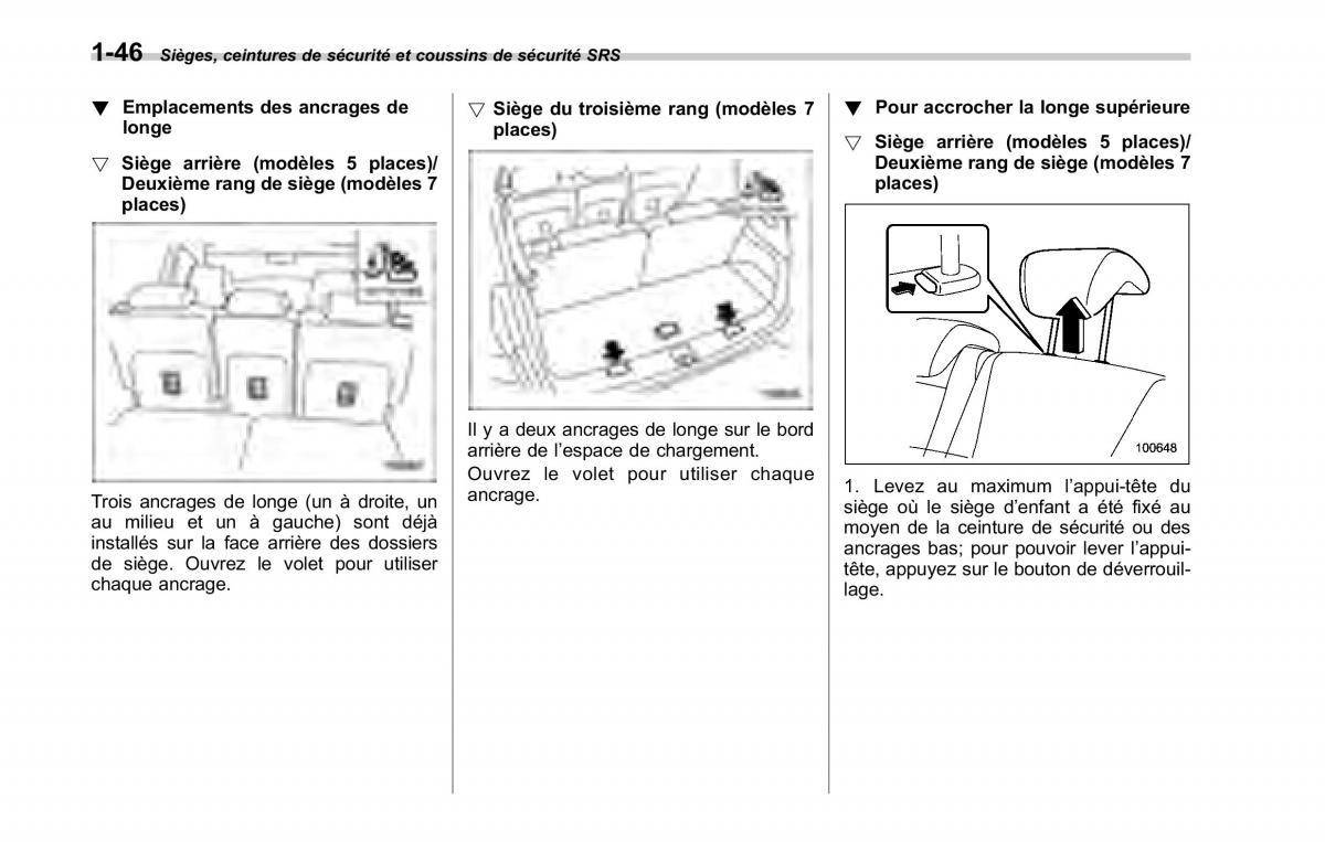 Subaru Tribeca manuel du proprietaire / page 76