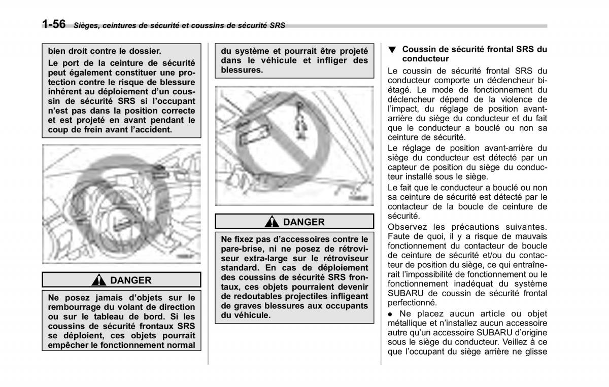 Subaru Tribeca manuel du proprietaire / page 86