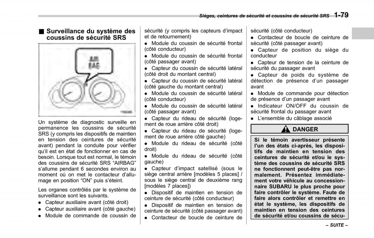 Subaru Tribeca manuel du proprietaire / page 109