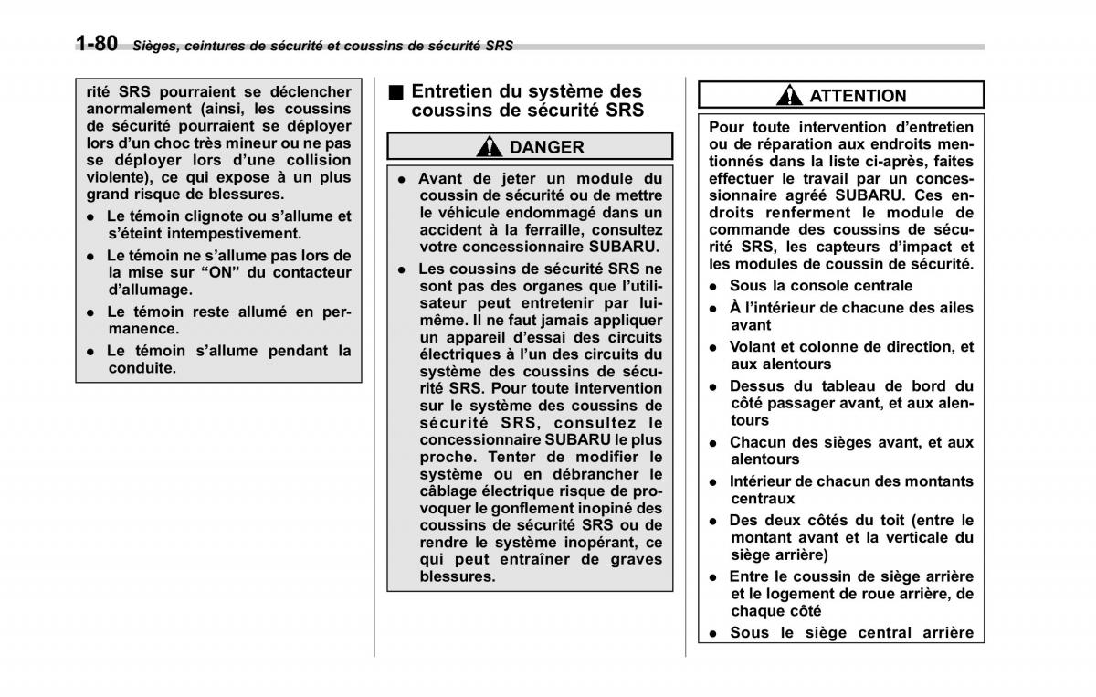 Subaru Tribeca manuel du proprietaire / page 110