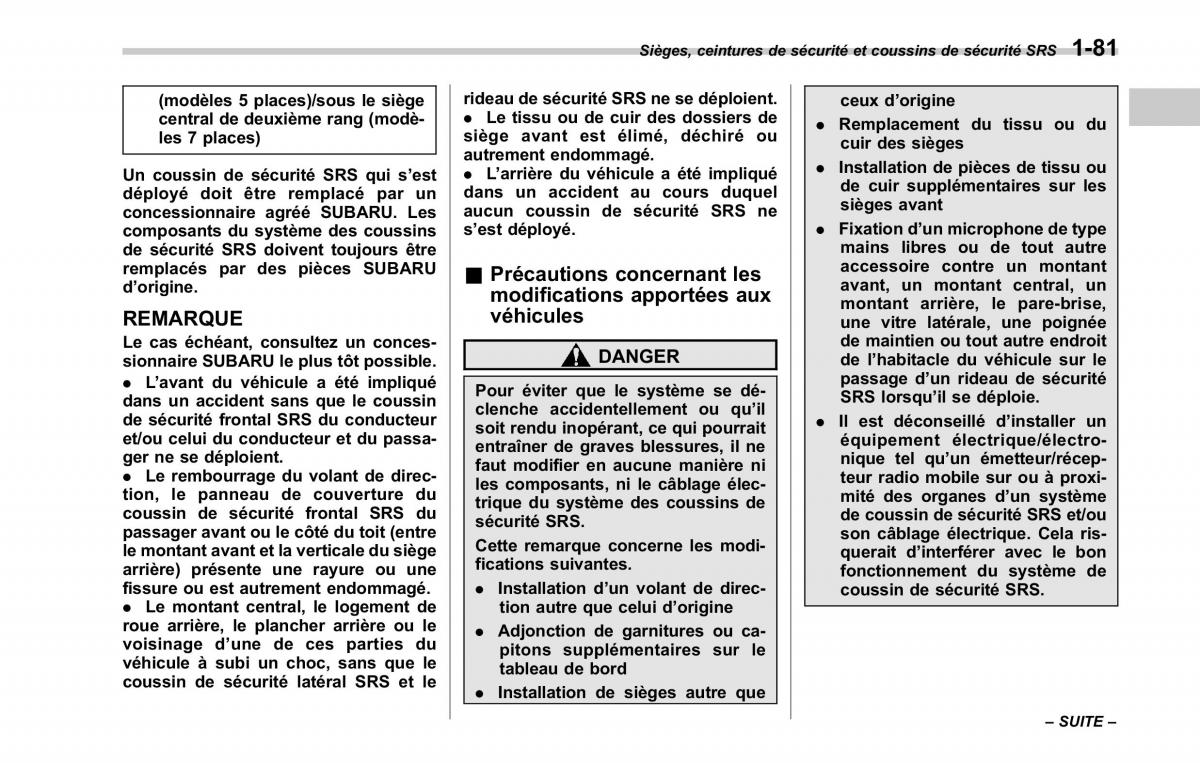 Subaru Tribeca manuel du proprietaire / page 111