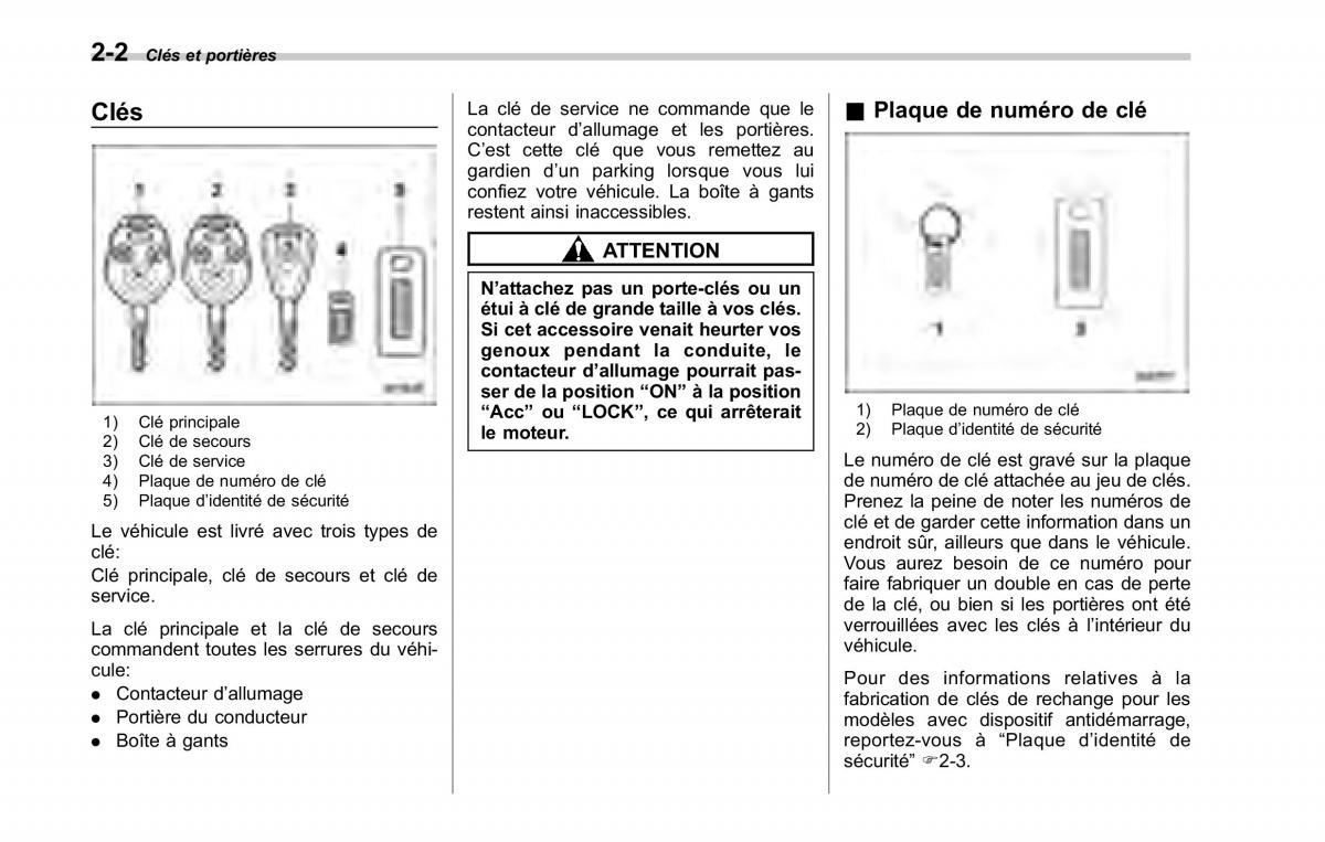 Subaru Tribeca manuel du proprietaire / page 114