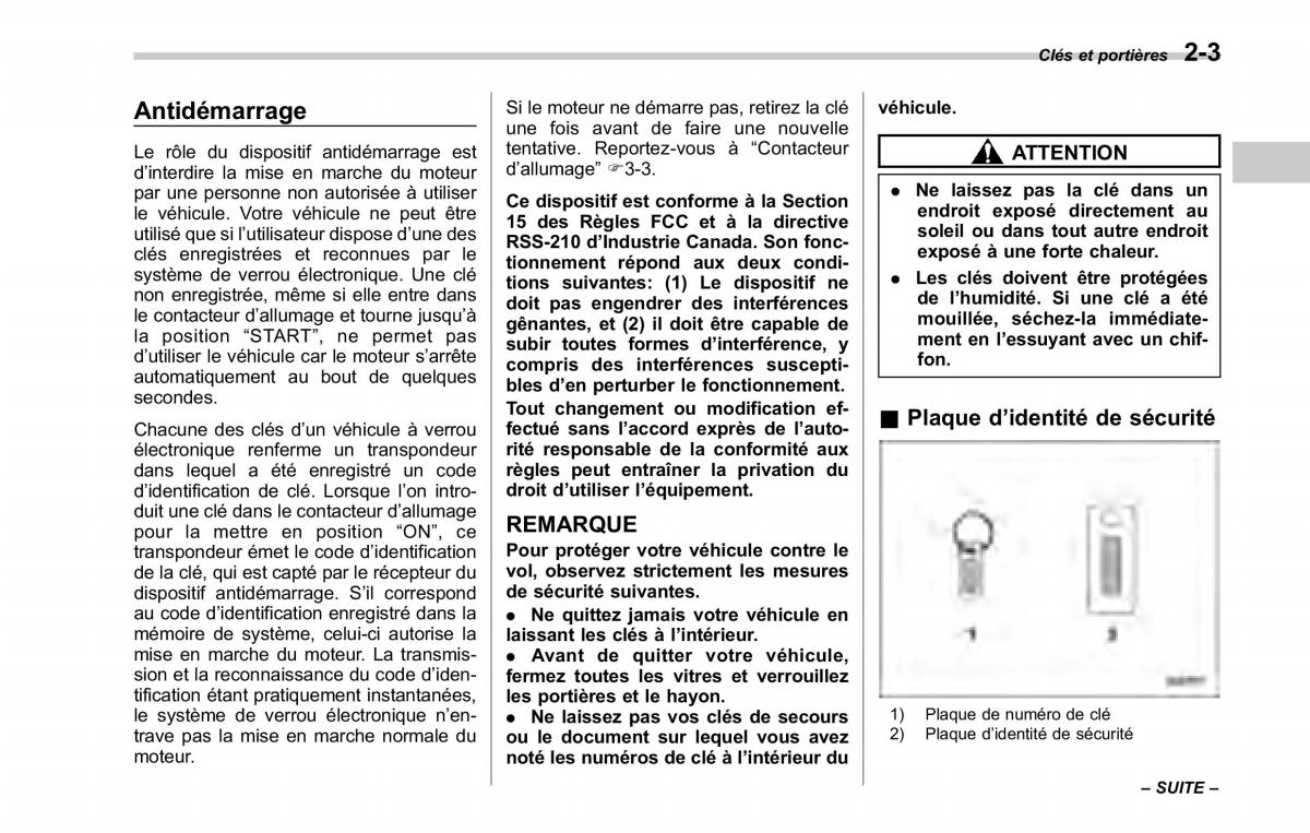 Subaru Tribeca manuel du proprietaire / page 115