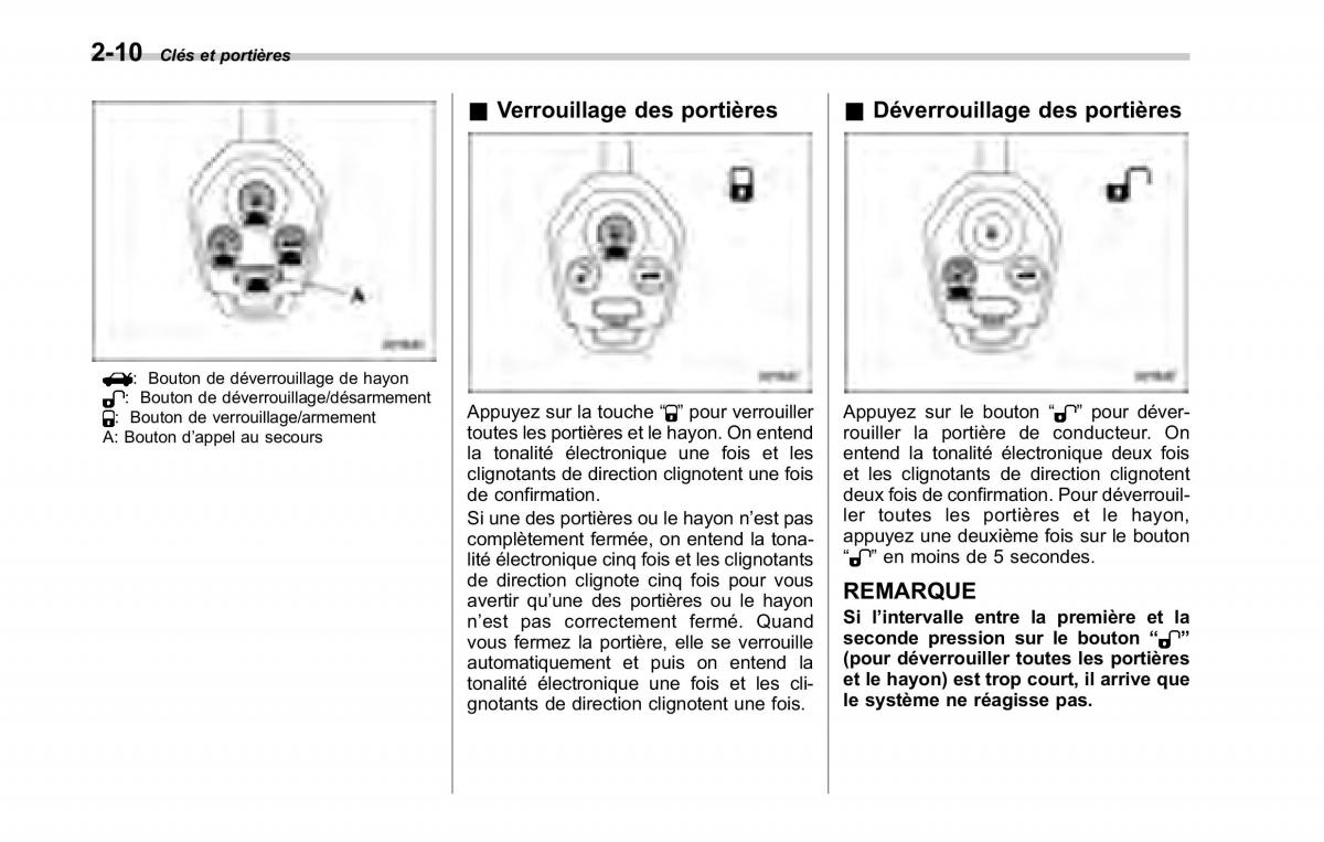 Subaru Tribeca manuel du proprietaire / page 122