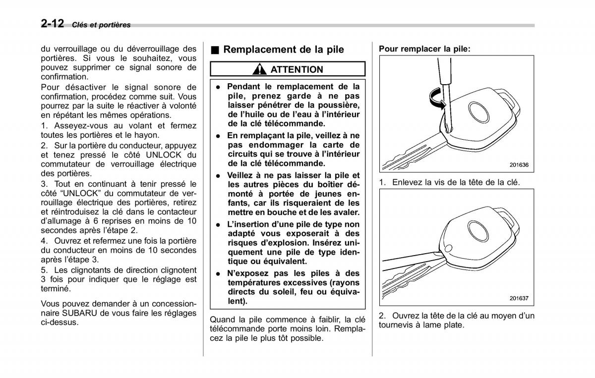 Subaru Tribeca manuel du proprietaire / page 124