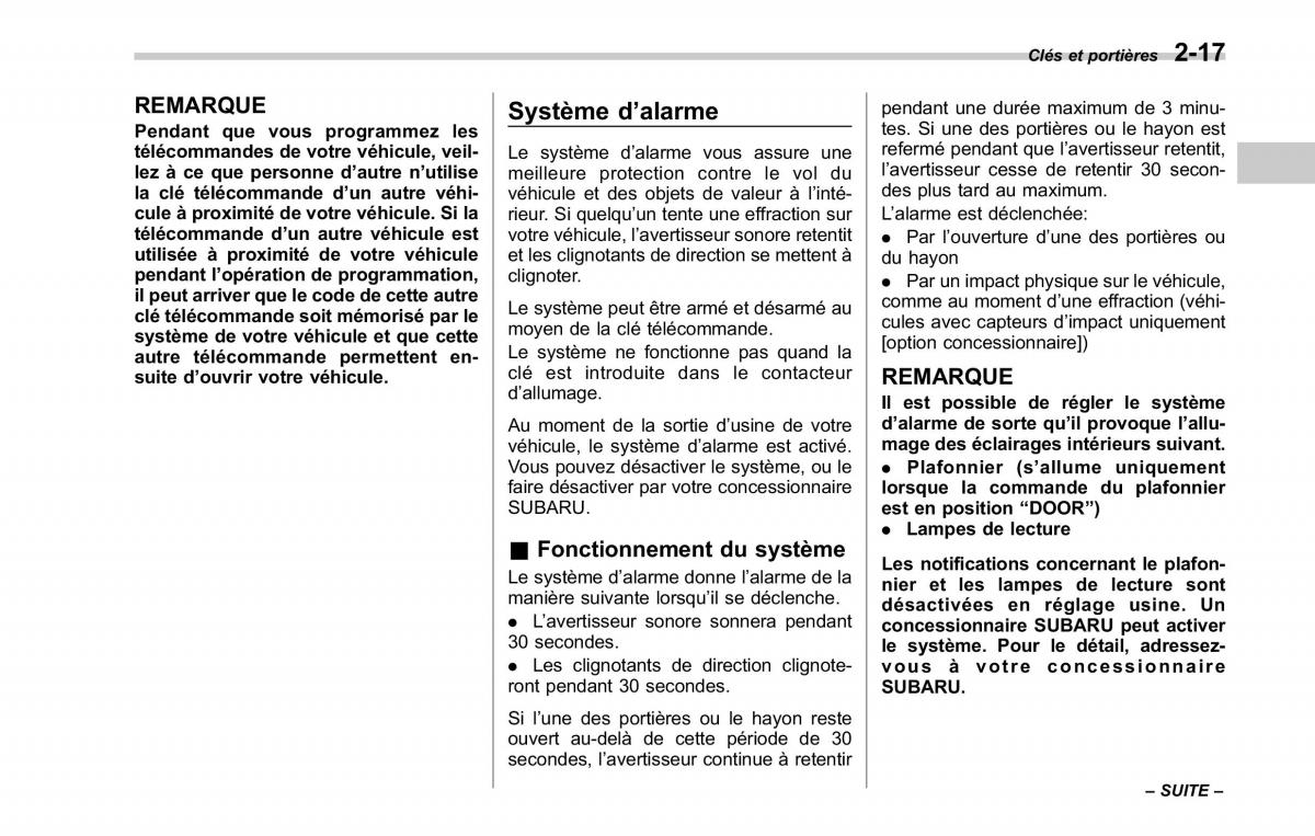 Subaru Tribeca manuel du proprietaire / page 129