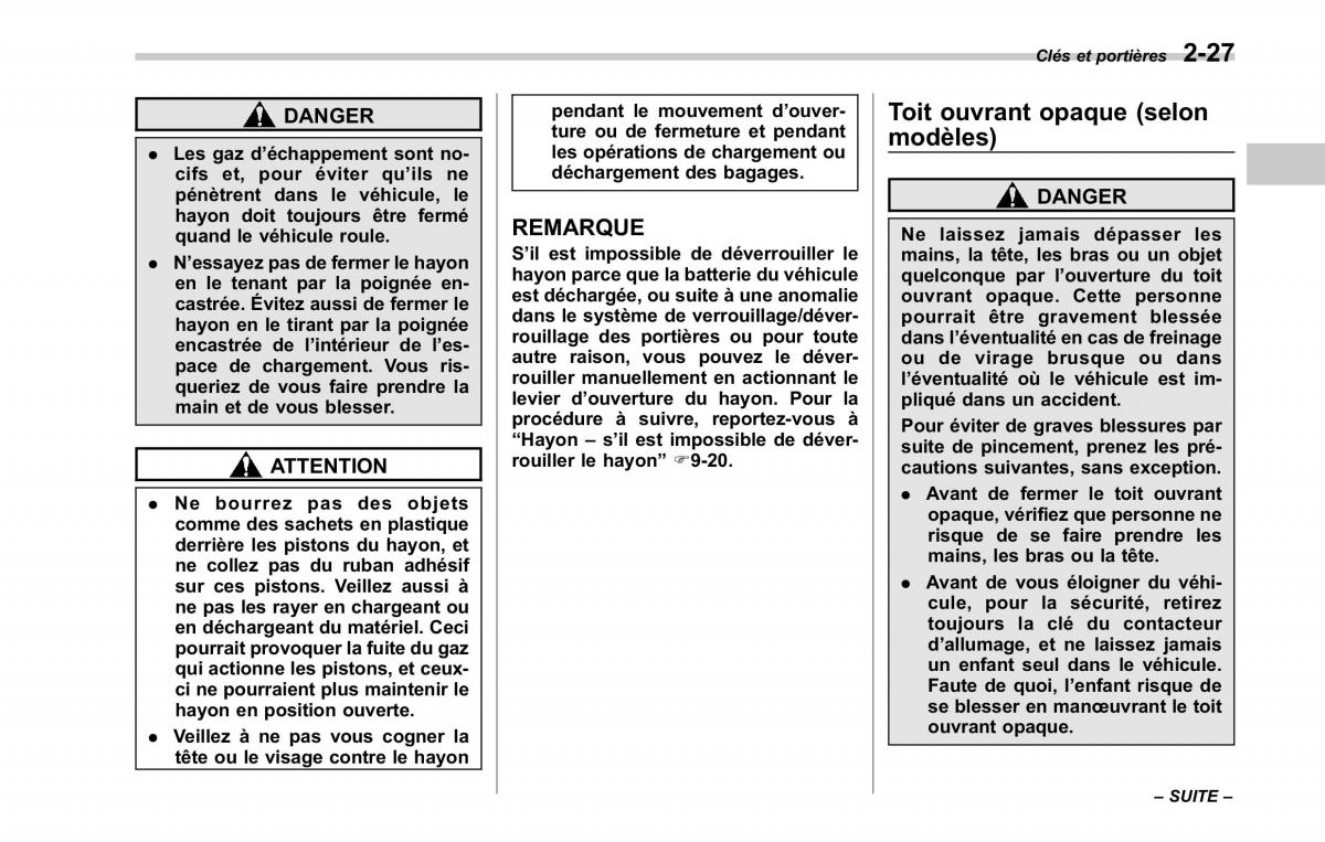 Subaru Tribeca manuel du proprietaire / page 139