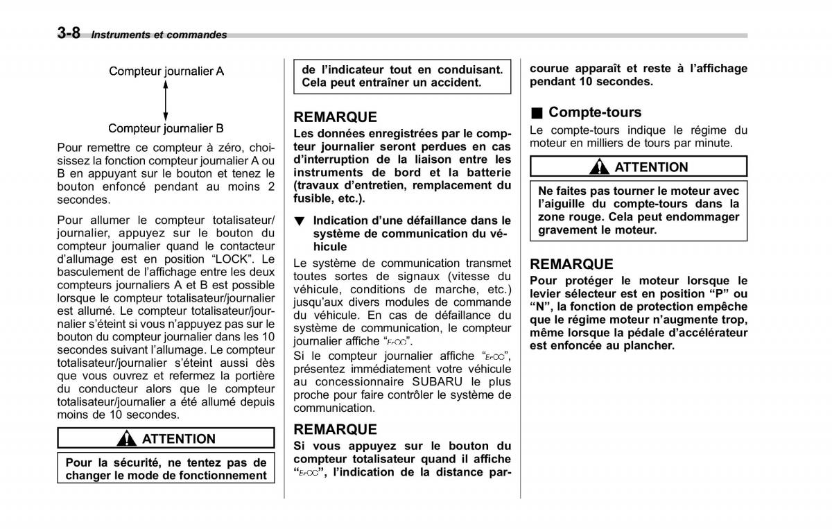 Subaru Tribeca manuel du proprietaire / page 150