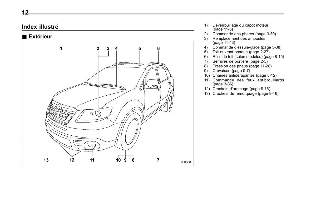 Subaru Tribeca manuel du proprietaire / page 16