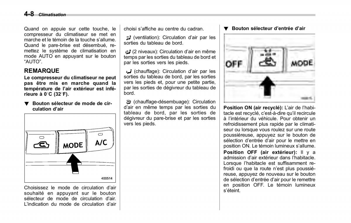 Subaru Tribeca manuel du proprietaire / page 200