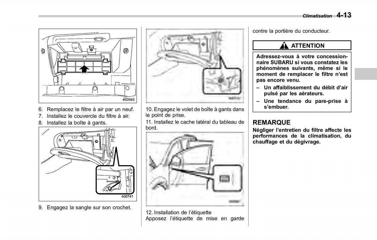 Subaru Tribeca manuel du proprietaire / page 205