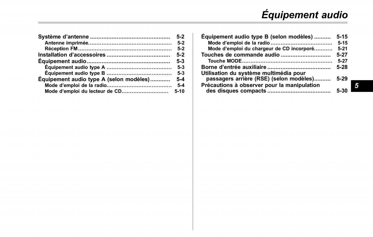 Subaru Tribeca manuel du proprietaire / page 207