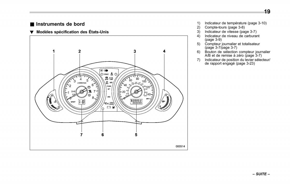 Subaru Tribeca manuel du proprietaire / page 23