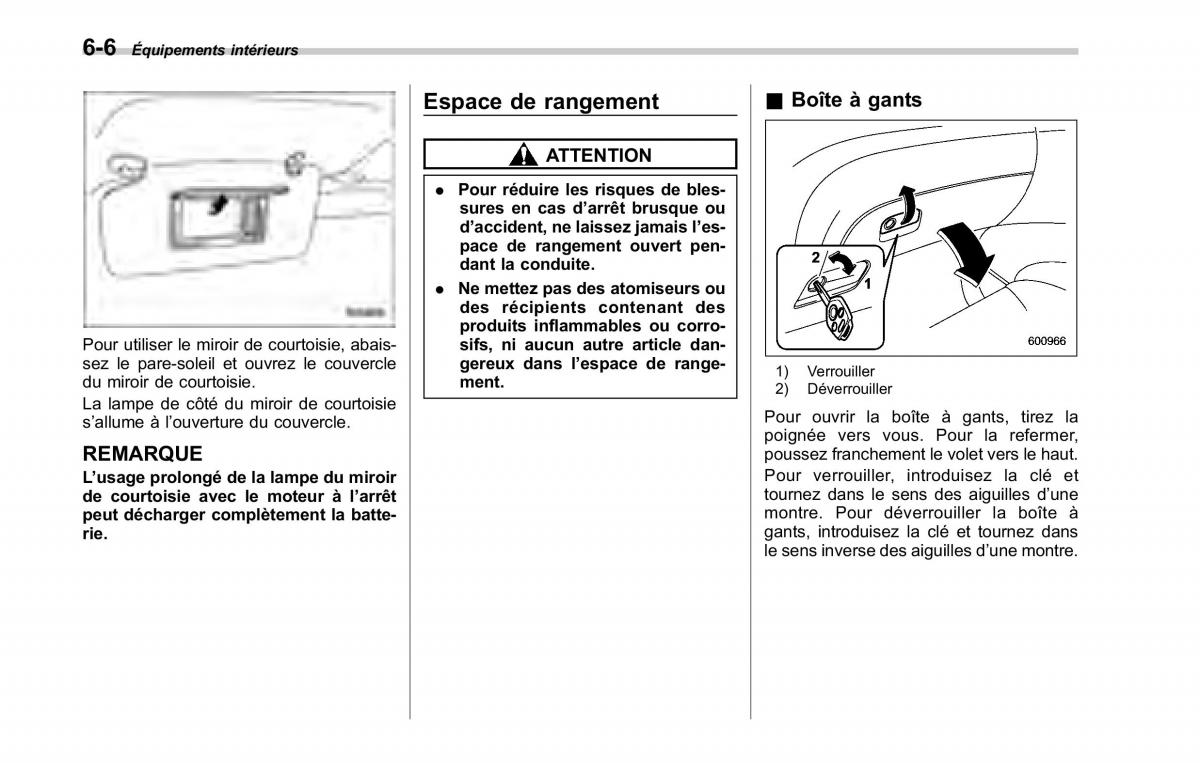 Subaru Tribeca manuel du proprietaire / page 244