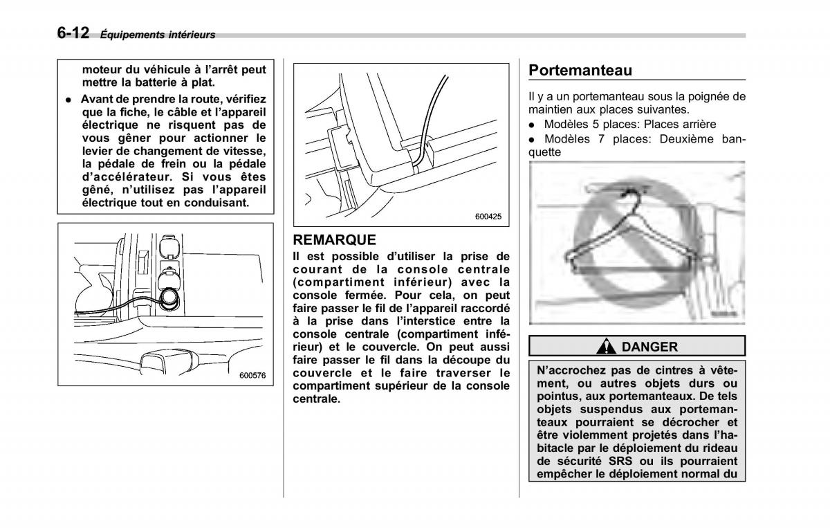 Subaru Tribeca manuel du proprietaire / page 250