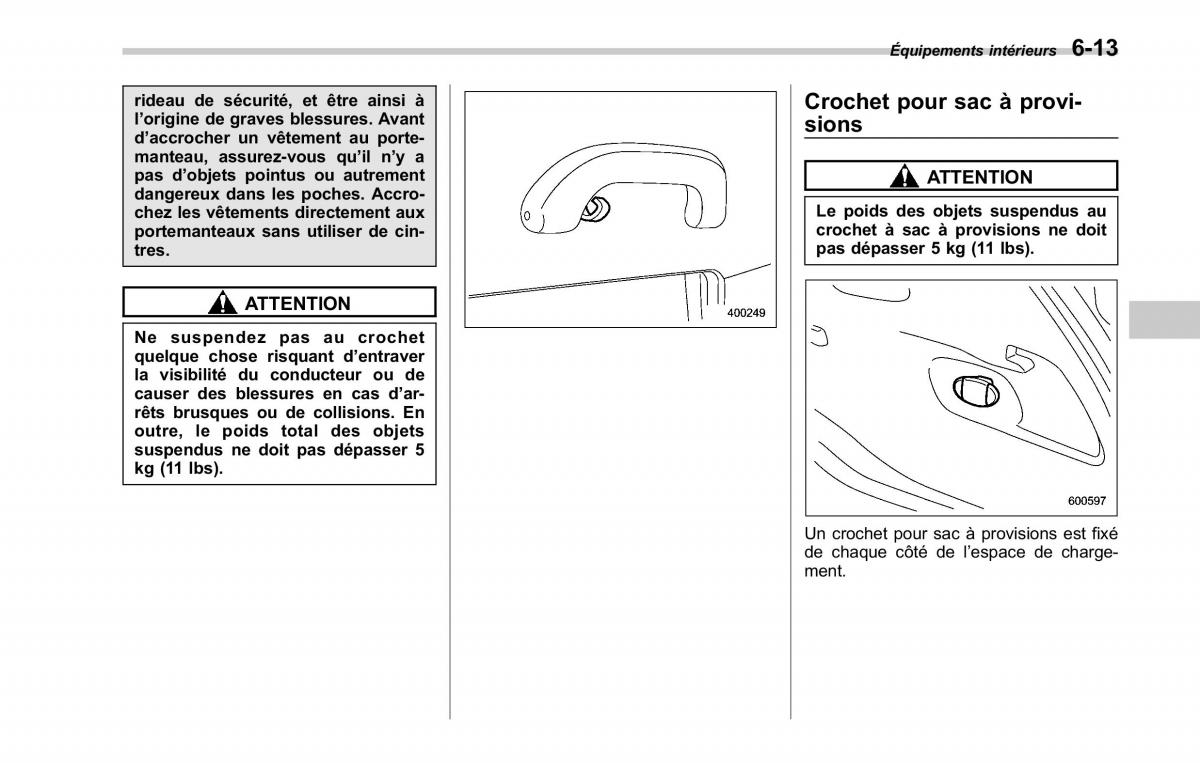 Subaru Tribeca manuel du proprietaire / page 251