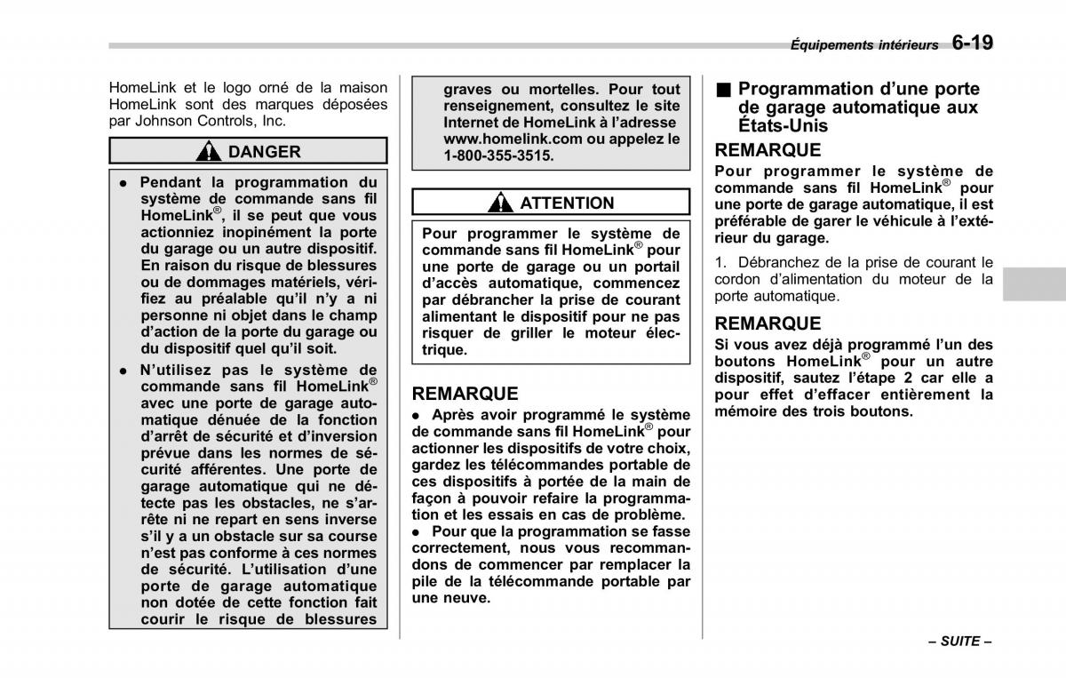 Subaru Tribeca manuel du proprietaire / page 257