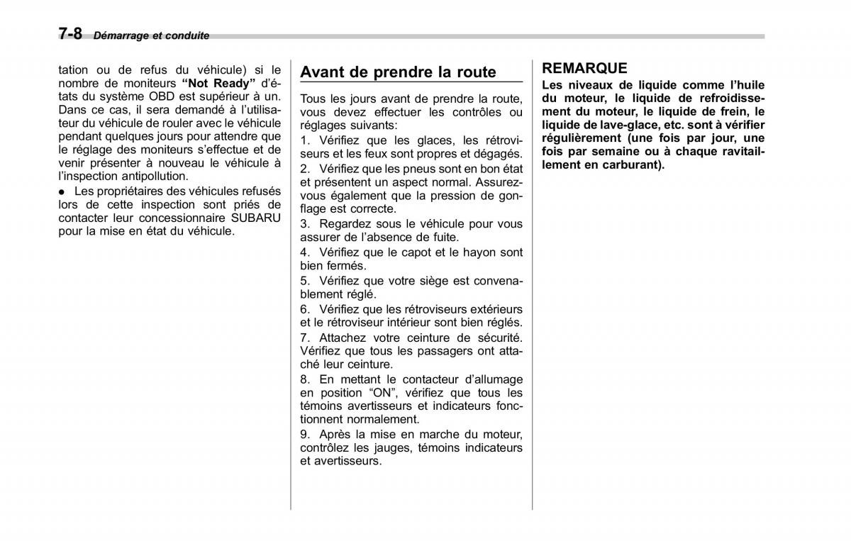 Subaru Tribeca manuel du proprietaire / page 274