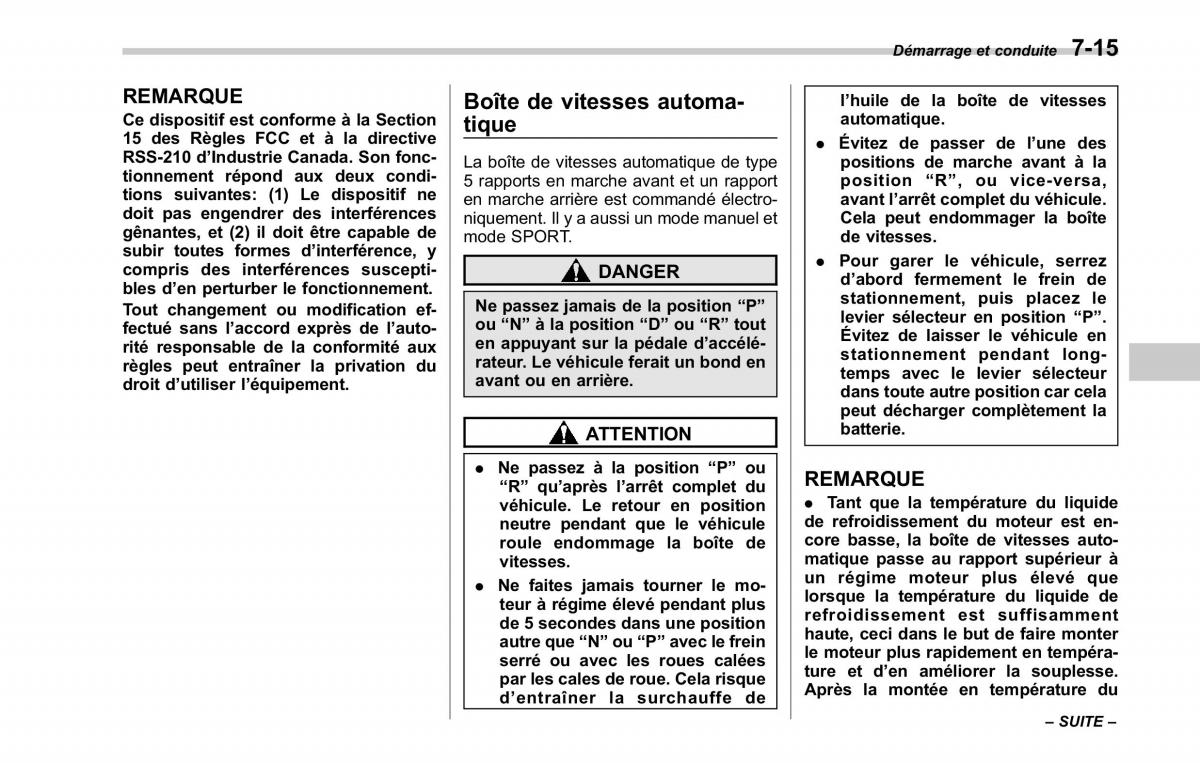 Subaru Tribeca manuel du proprietaire / page 281