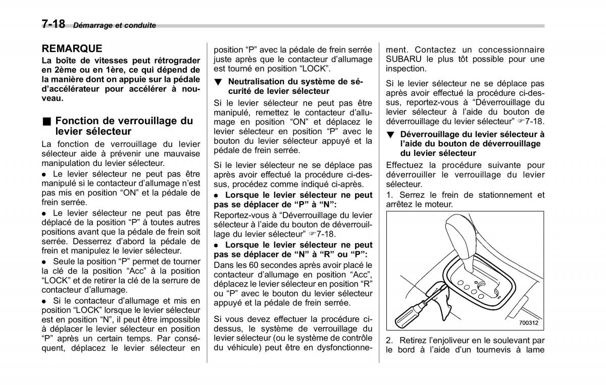 Subaru Tribeca manuel du proprietaire / page 284