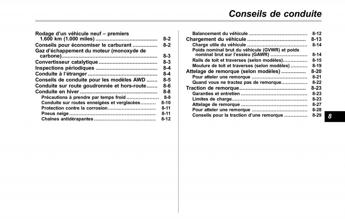 Subaru Tribeca manuel du proprietaire / page 305