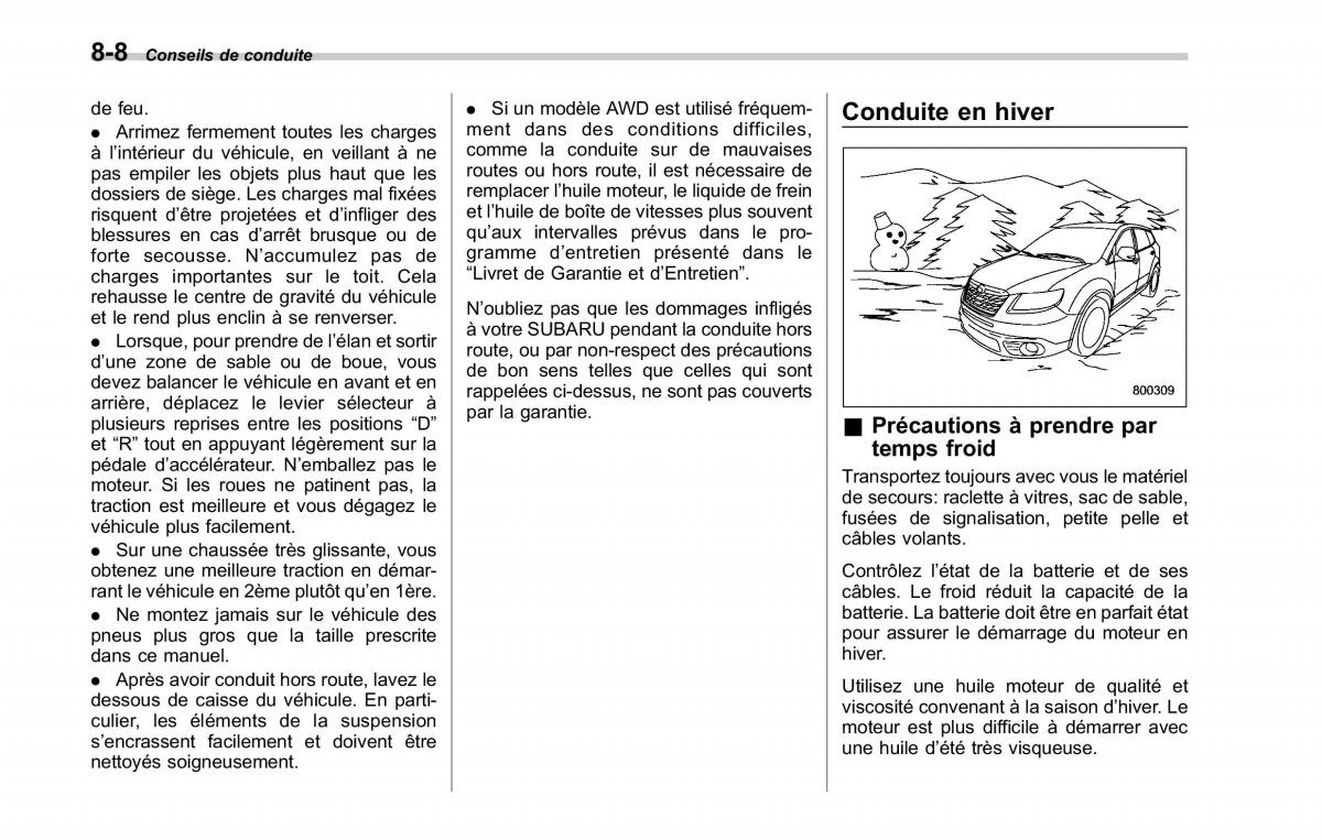 Subaru Tribeca manuel du proprietaire / page 312